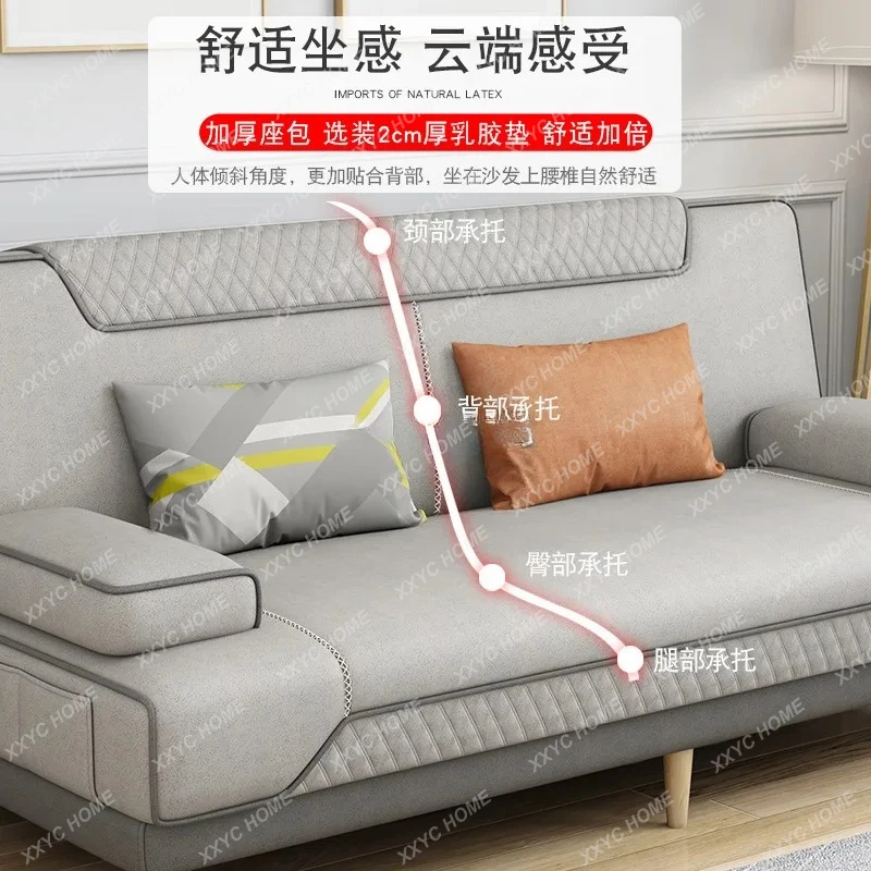 hot sale Sofa bed dual-purpose simple foldable multi-functional double triple small apartment lazy fabric sofa view 3