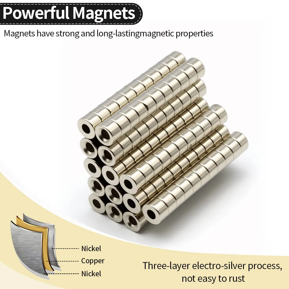 8x5-3 مللي متر سوبر قوي مغناطيس النيوديميوم N35 ندفيب المغناطيسي الدائم imanes جولة مع ثقوب مغناطيس قوي مغناطيس الثلاجة #4