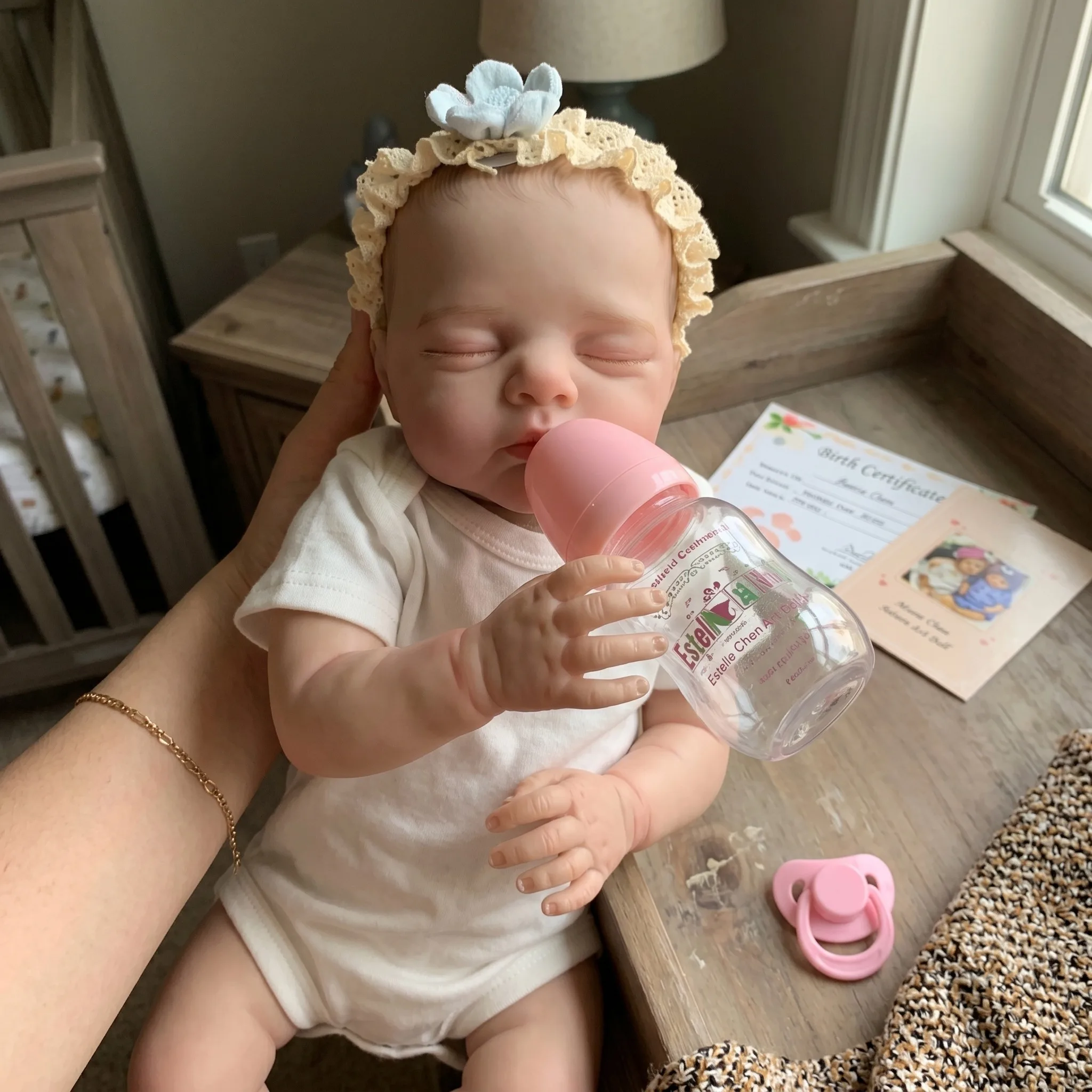 

18 Inch 3D Painted Hair Reborn Baby Doll Handmade Lifelike Newborn Baby Doll Cloth Body Doll For Birthday Gifts