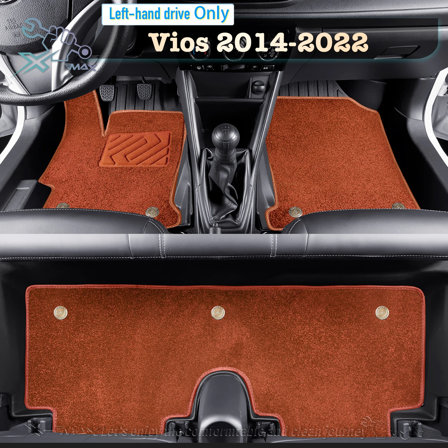 Left-hand Drive Car Floor Mat For Toyota Vios 2014-2022 FS Full Surround Foot Mat Automotive Floor Mat Floor Liner Water-proof