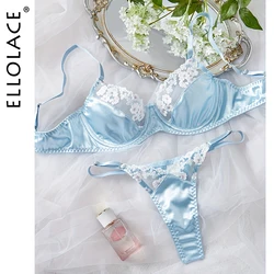 Ellolace Fairy Lingerie Seamless Slip Underwear Silk Exotic Sets Lace Embroidery Matching Outfits Fancy Onlyfans Bra Sets