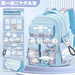 Sanrio Cinnamoroll Mochila Dos Desenhos Animados, Kuromi Bag, Redução de Fardos, Leve, Alta Capacidade, Crianças Mochila, Material Escolar