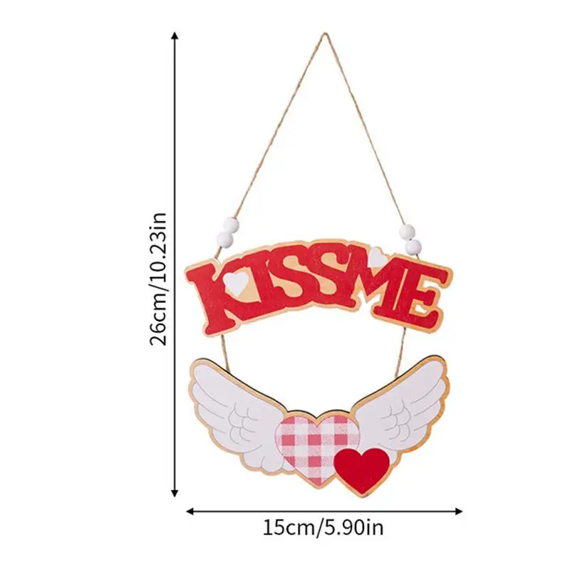 발렌타인 데이 문짝 사인 커플 선물, 축제 환영 문짝, 행어 야외 문짝 장식, 사랑스러운 키스 미 테마 홀 웨이 액세서리