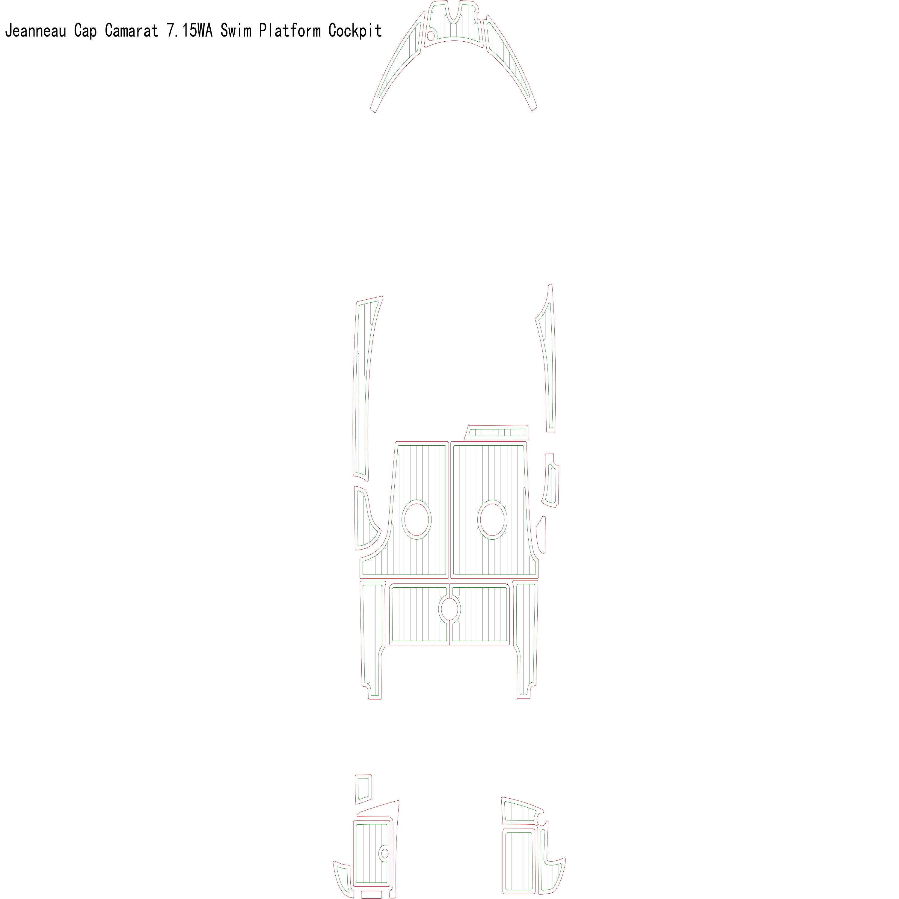 Jeanneau Cap Camarat 7.15WA Swim Platform Cockpit Pad Boat EVA Teak Floor Mat