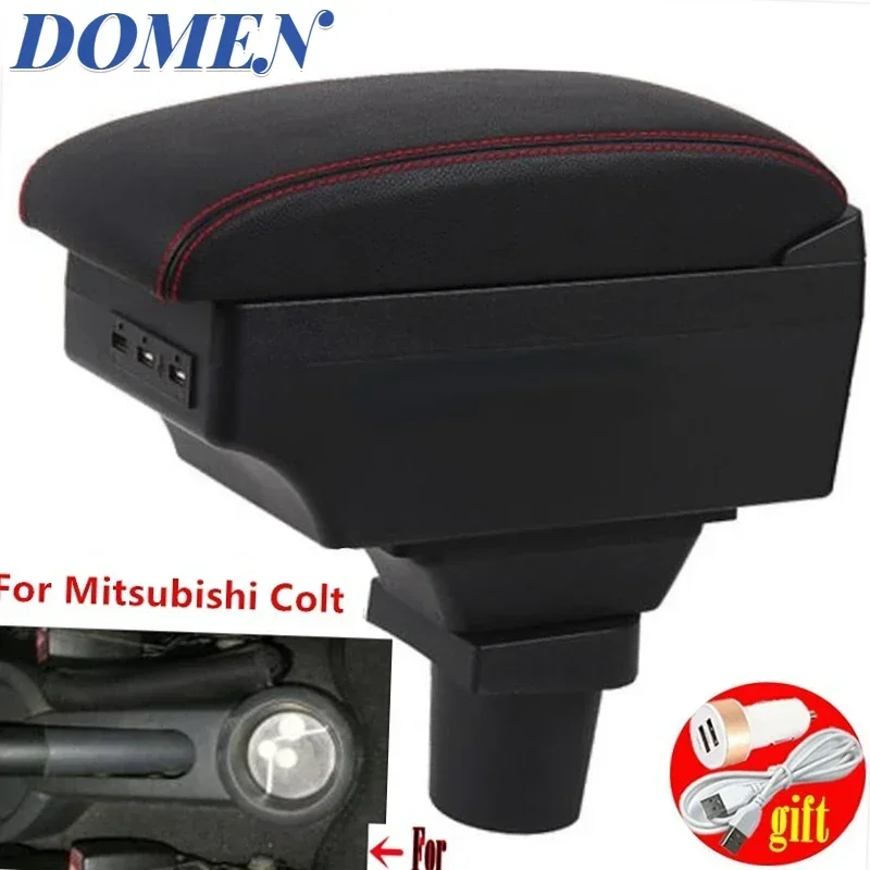 

For Mitsubishi Colt Armrest box Interior special Retrofit parts Center Car Armrest box Center Storage box USB LED
