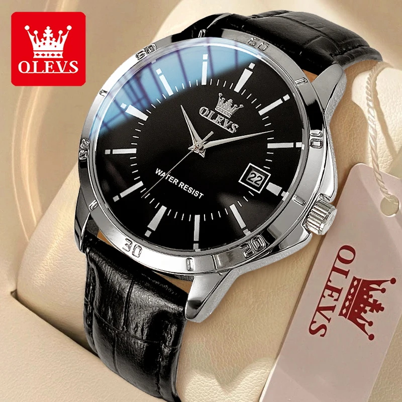 

OLEVS Original Luxury Brand Men's Watches Fashion Simplicity Waterproof Quartz Watch Leather Strap Calendar Trend Wristwatch