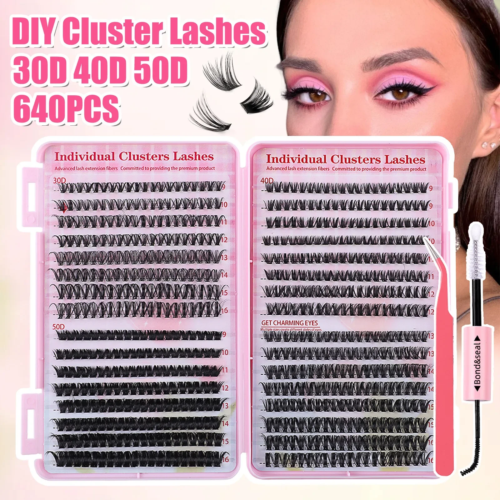 DIY Segmented Large-capacity Eyelash Book False Eyelashes 640 Tufts 30D40D50D Single Tufts of Natural Eyelashes