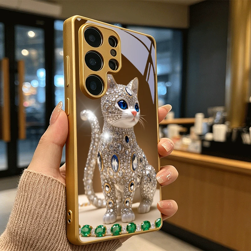 Diamond Glow Art Golden Phone Case For Samsung A50/A51/A52/A53/A54/A55/A56/A57/A71/A72/A73/A31/A32/A34/A36/A37/A30s Glass Cover view 5