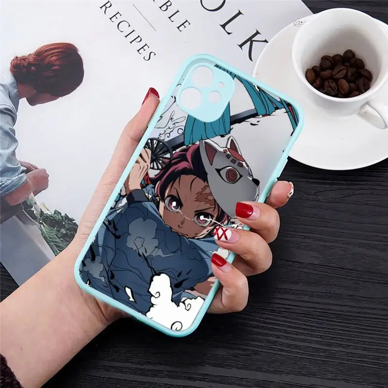 Anime Demon Slayer Téléphone étui pour iphone 11 12 13 Pro MAX X XS Max XR Mini 7 8 Plus Kimetsu No Yaiba Couverture En Silicone Dur