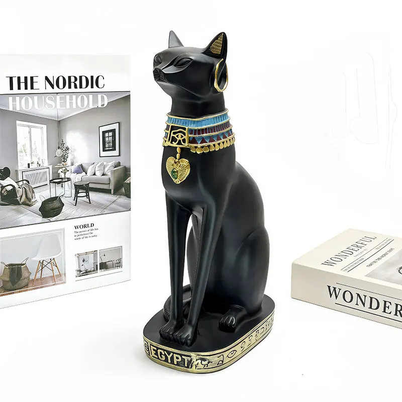 

Egyptian Cat Statue Resin, Ancient Bastet Cat Decoration Crafts Office Desk Ornament Unique Home Creative Gift for Cat Lovers
