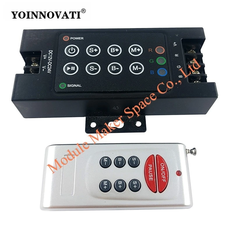RFT8 30A 360W High Power LED Dimmer Controller, 8-Key RF Wireless Remote Control Switch DC12-24V for RGB LED Strip Lights