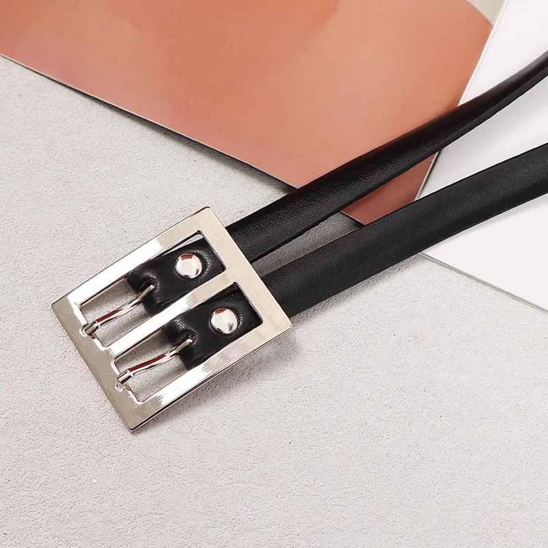 Cinturones de cuero góticos para mujer, cinturón vaquero Punk de diseñador de nicho, cinturón negro con personalidad Unisex para mujer