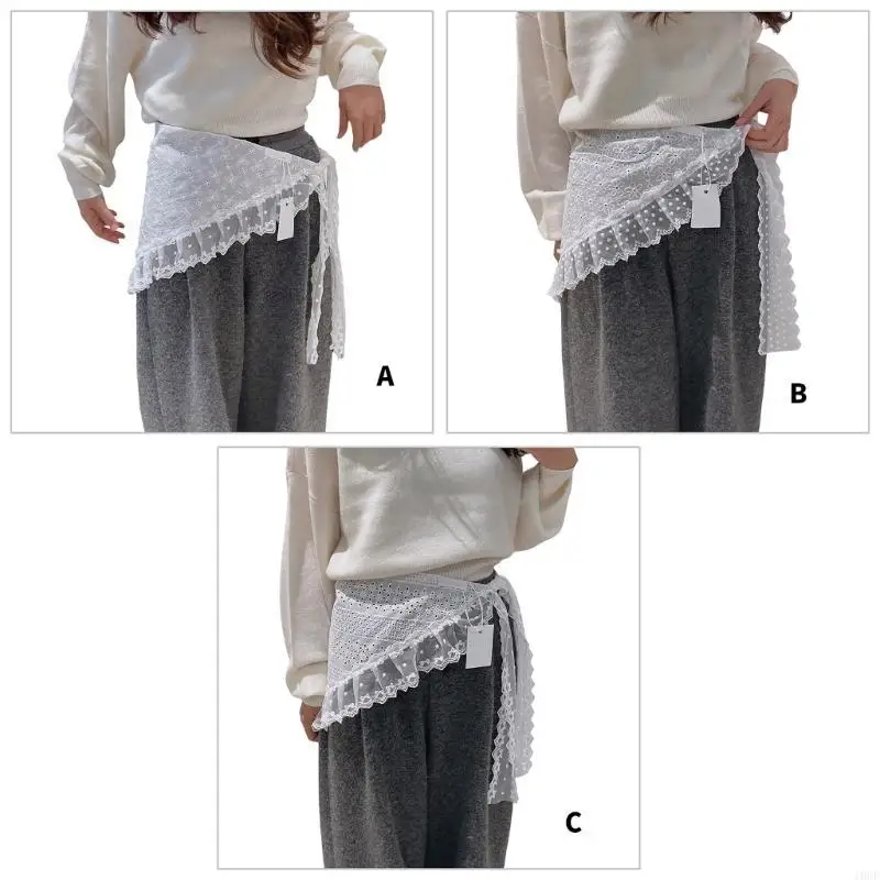 レディースフリルレースシャツエクステンダースルースルータイバックレースアンダースカート