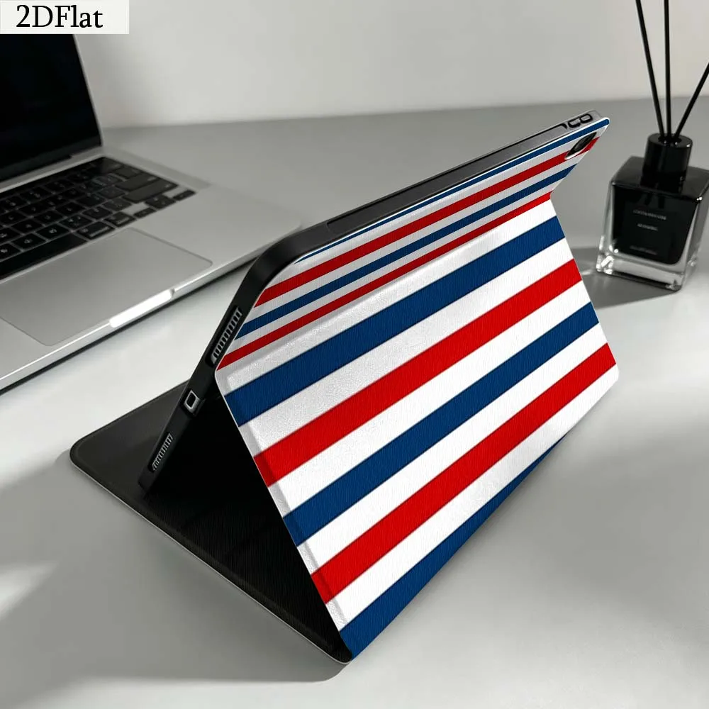 Blue White Vertical Stripe Gift For iPad Pro mini Air A16 A14 6 5 4 6th 7 7th 11th 9Gen 13 M5 11 A17 Pro M4 Inch Tablet Case