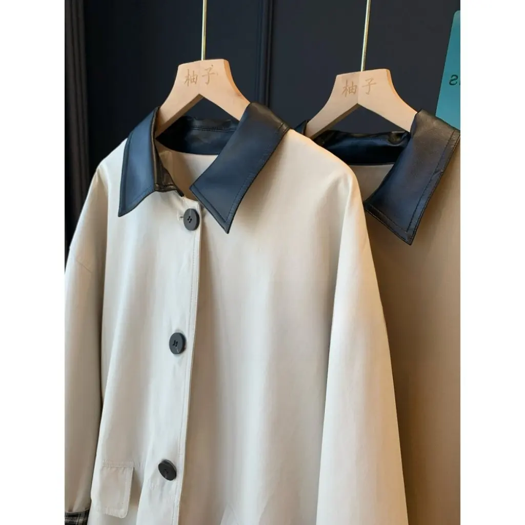 

Signature Paper Man Trench Coat Slim Fit Short Autumn Windbreaker All-match Top Jacket for Women