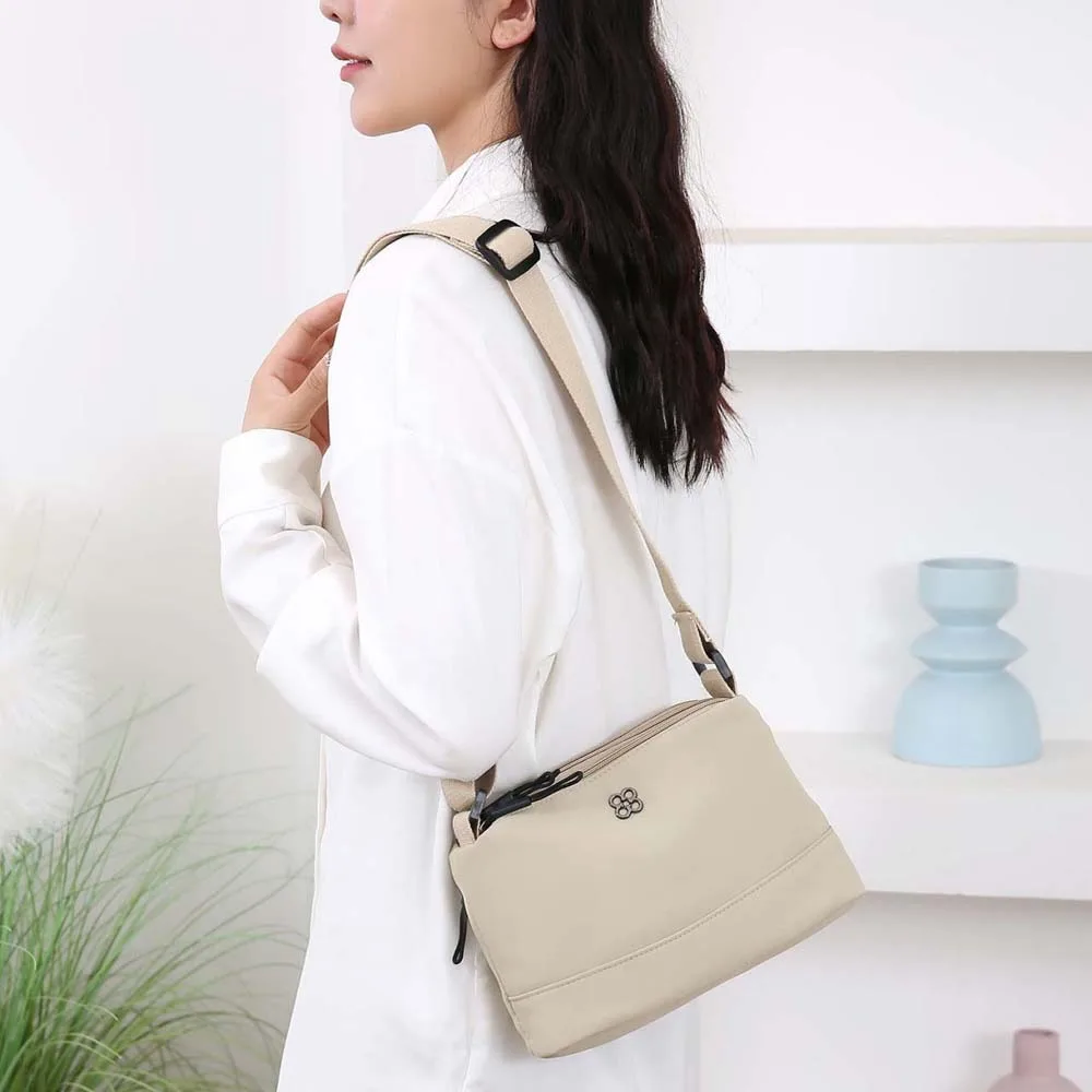 

Wide Strap Nylon Square Bag Soft Japanese Style Large Capacity Shoulder Bag Anti-Splash Water Solid Color Casual Crossbody Pouch