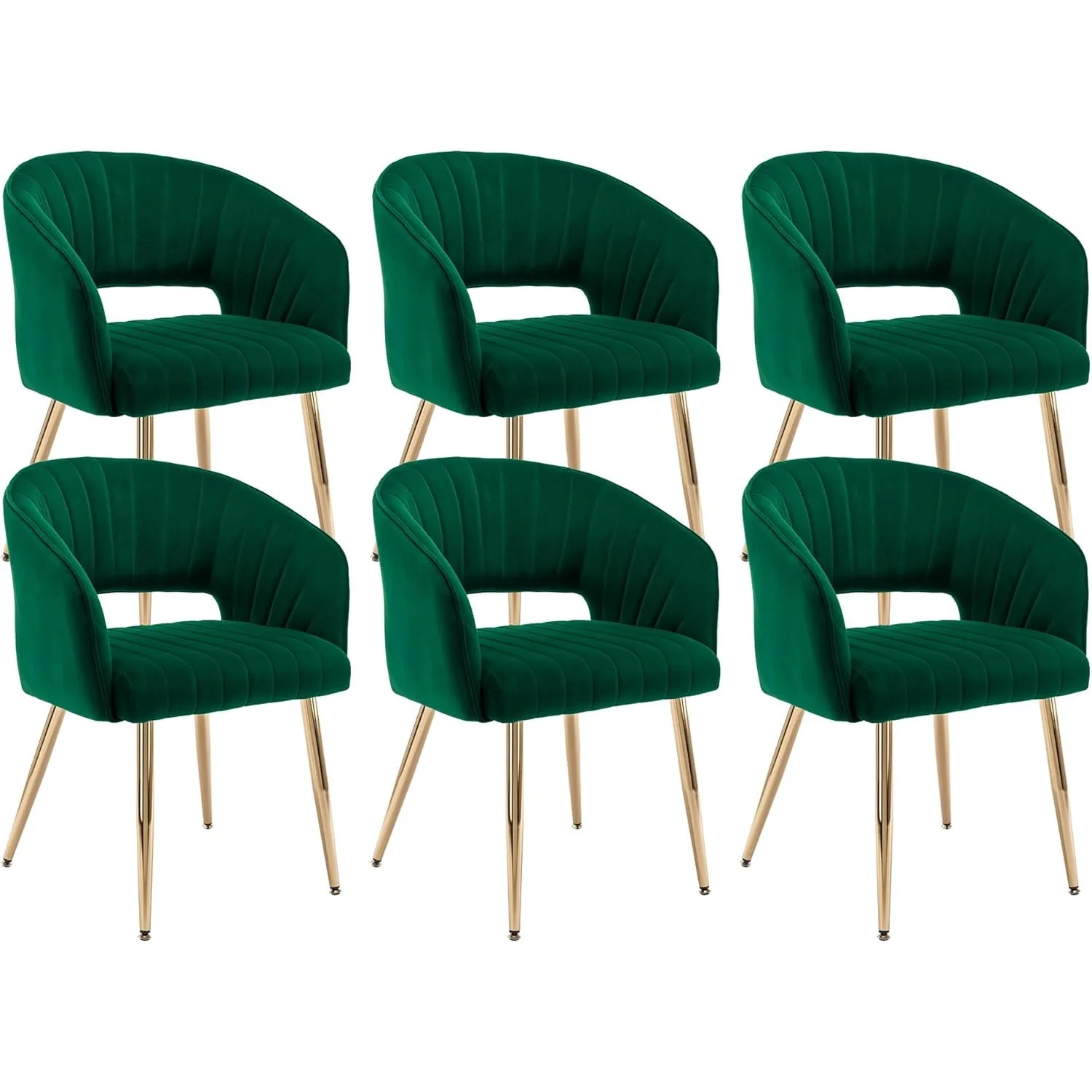 

Набор из 6 стульев с современным акцентом, бархатные стулья с обивкой и полой спинкой, тафтинговые боковые стулья с золотыми металлическими ножками