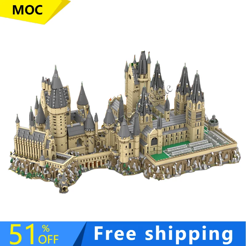Hot 19371 PCS Customized MOC Large-Scale Medieval Castle Outpost Model Building DIY Blocks Bricks Assembly Toy Holiday Gifts