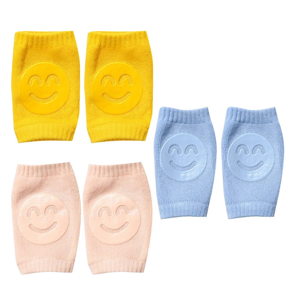 

3Pair Baby Kneepads Breathable Cotton Elastic Knee Protector Crawling Pads Infant Toddler Knee Brace Non Slip Yellow