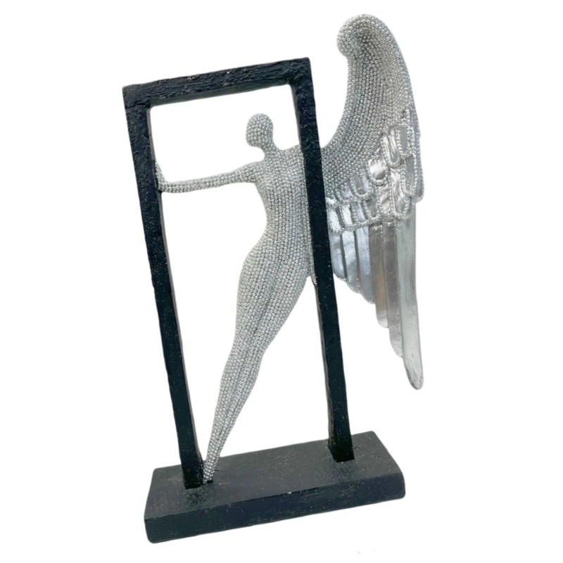 Angelic Resin Statue Sculpture Unique Desk Decoration with Simplistic Styles for Gift Giving for Home Office Bookshelfs