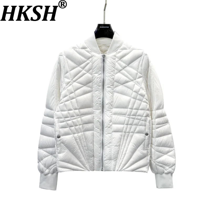 HKSH Autumn Winter New Man Tide Goose Down Jacket Lightweight Ray Design Chic Ins Women Padded Coats Techewear Dark Punk HK12434