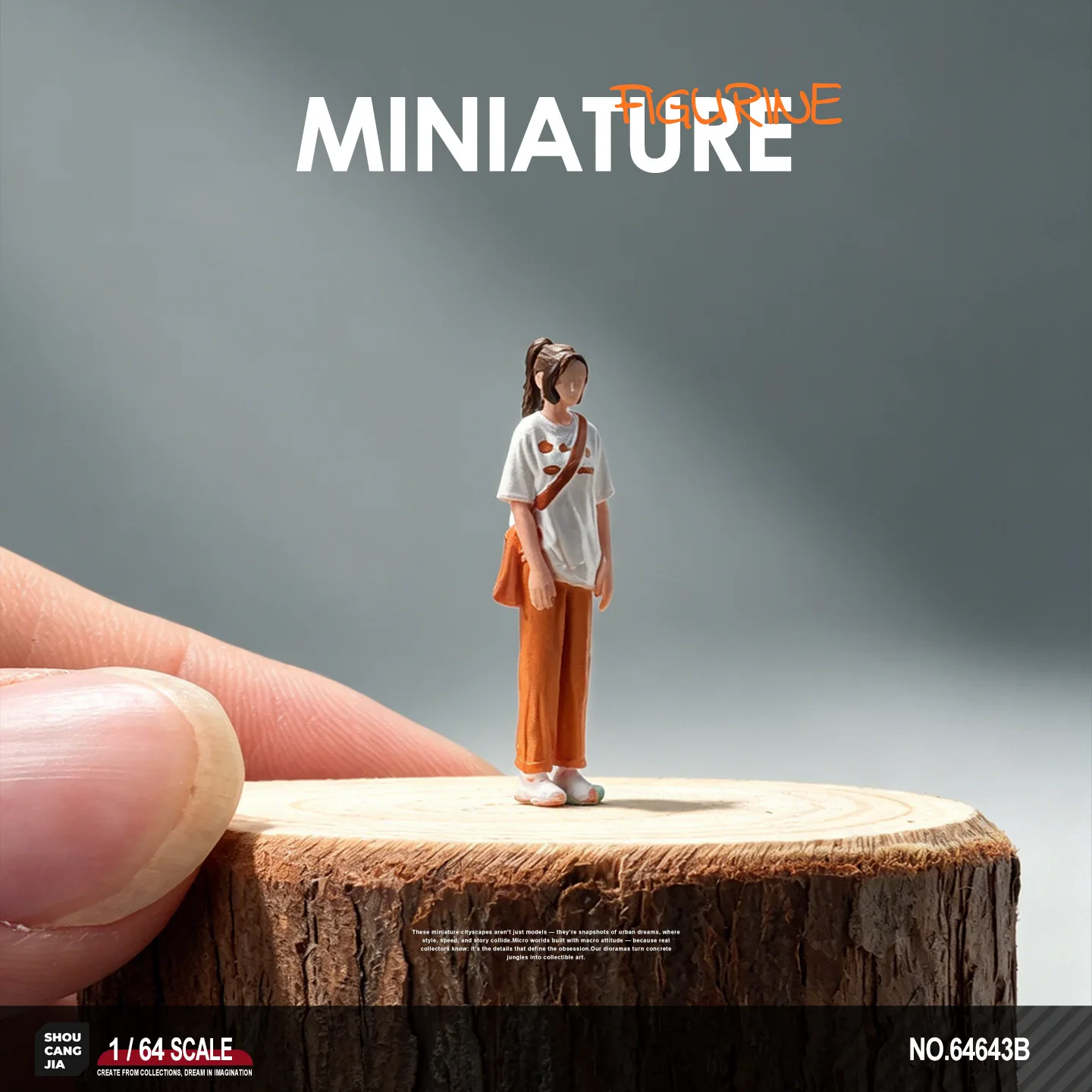 Casual wear ponytail girl miniature doll model realistic colored small person sandbox landscaping micro photography ornament