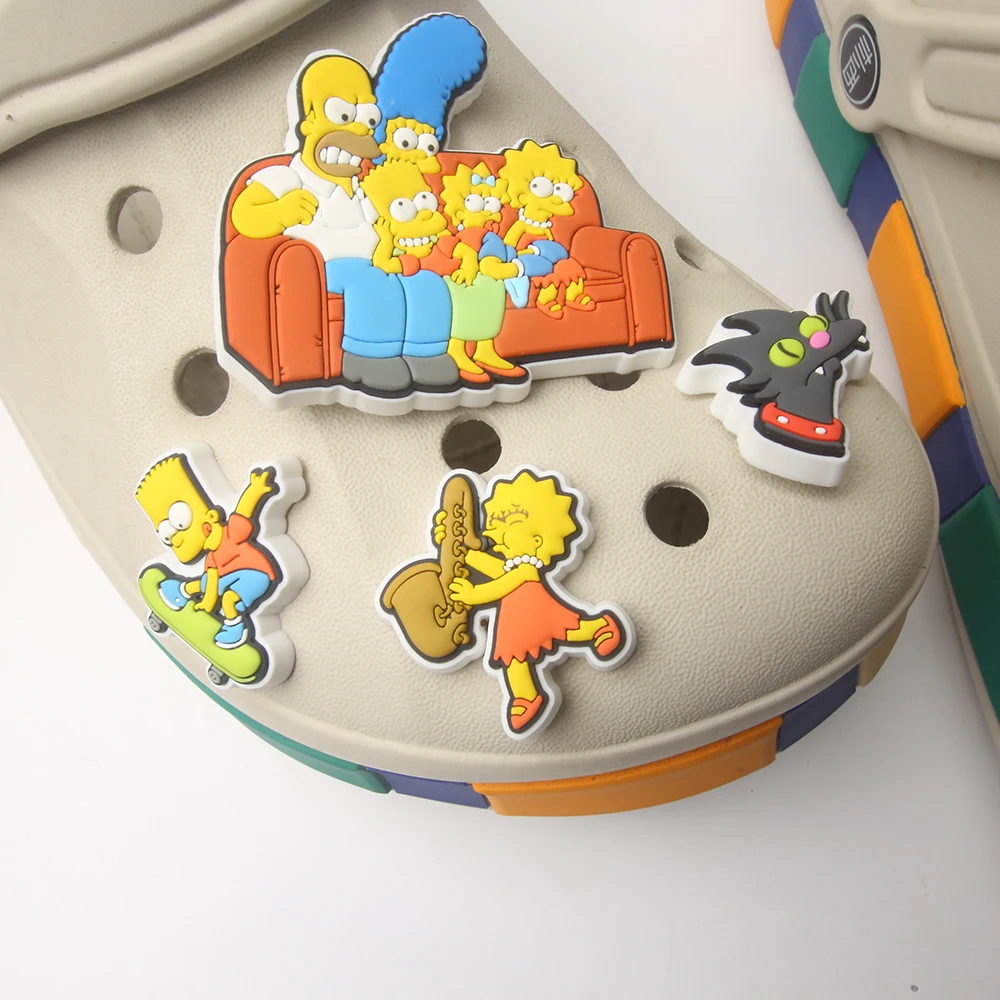 9 قطعة سيمبسون حجم كبير الأحذية سحر الكرتون ل إكسسوارات الأحذية Dreations للصنادل حذاء رياضة كلاسيكي تسد الاطفال هدايا عيد الميلاد