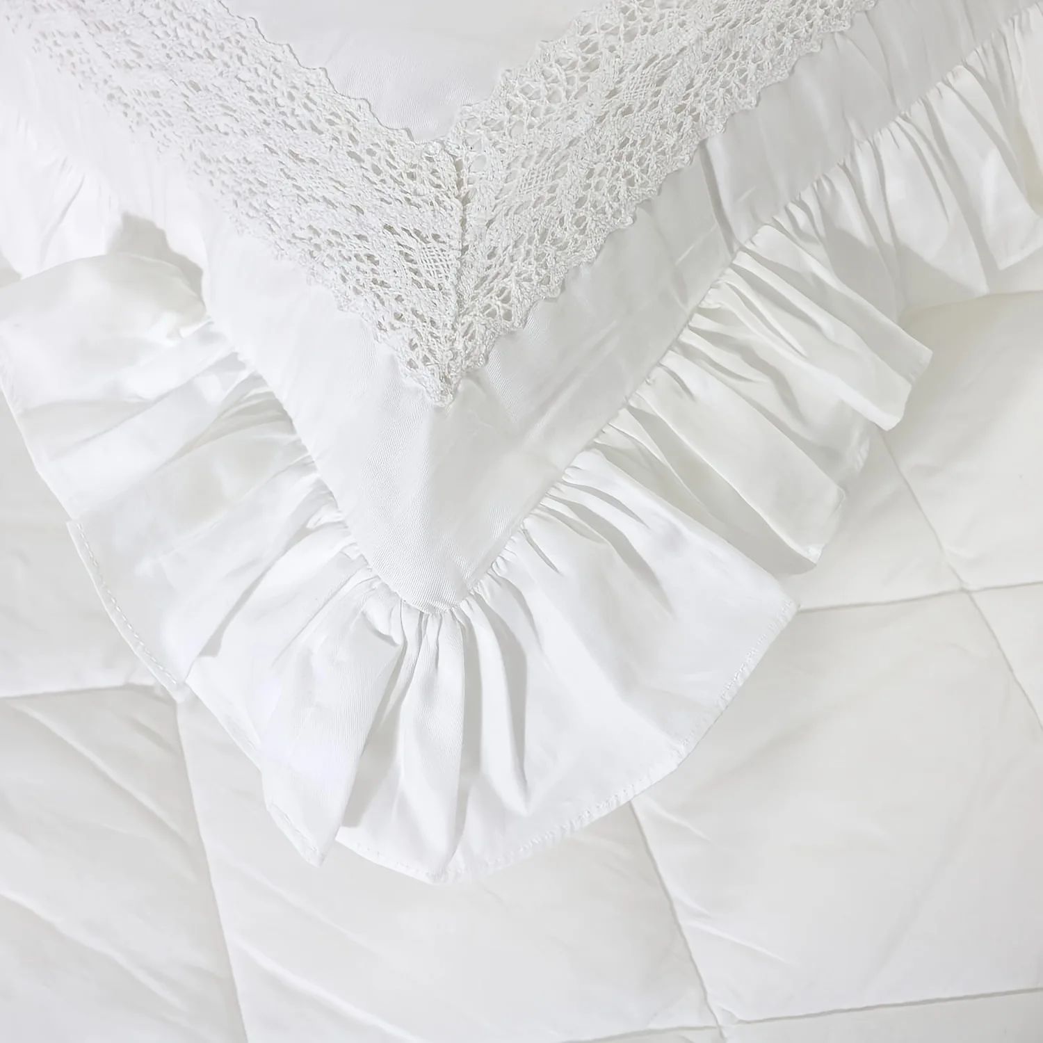 White Ruffle Lace Cushion Covers Home Decoration Throw Pillows Cover Bed Pillowcase Sofa Throw Embroidered Cushion Cover 50X50cm