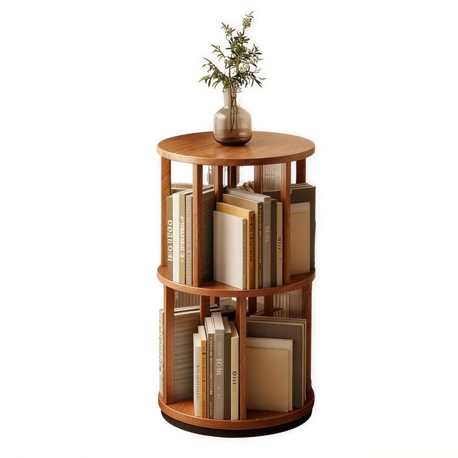 

Solid Wood Rotating Bookshelf Tower, 360° Spinning Bookshelf, Round Revolving Bookcase, Narrow Bookcase, Small, Customized