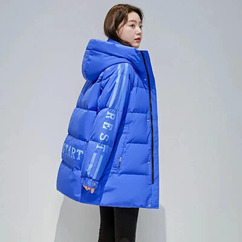 면 패딩 재킷 여성 롱 2025 겨울 신상 남성 다운 코트 여성 파카 한국 스타일 루즈핏 아우터 후드 따뜻한 겉옷 탑