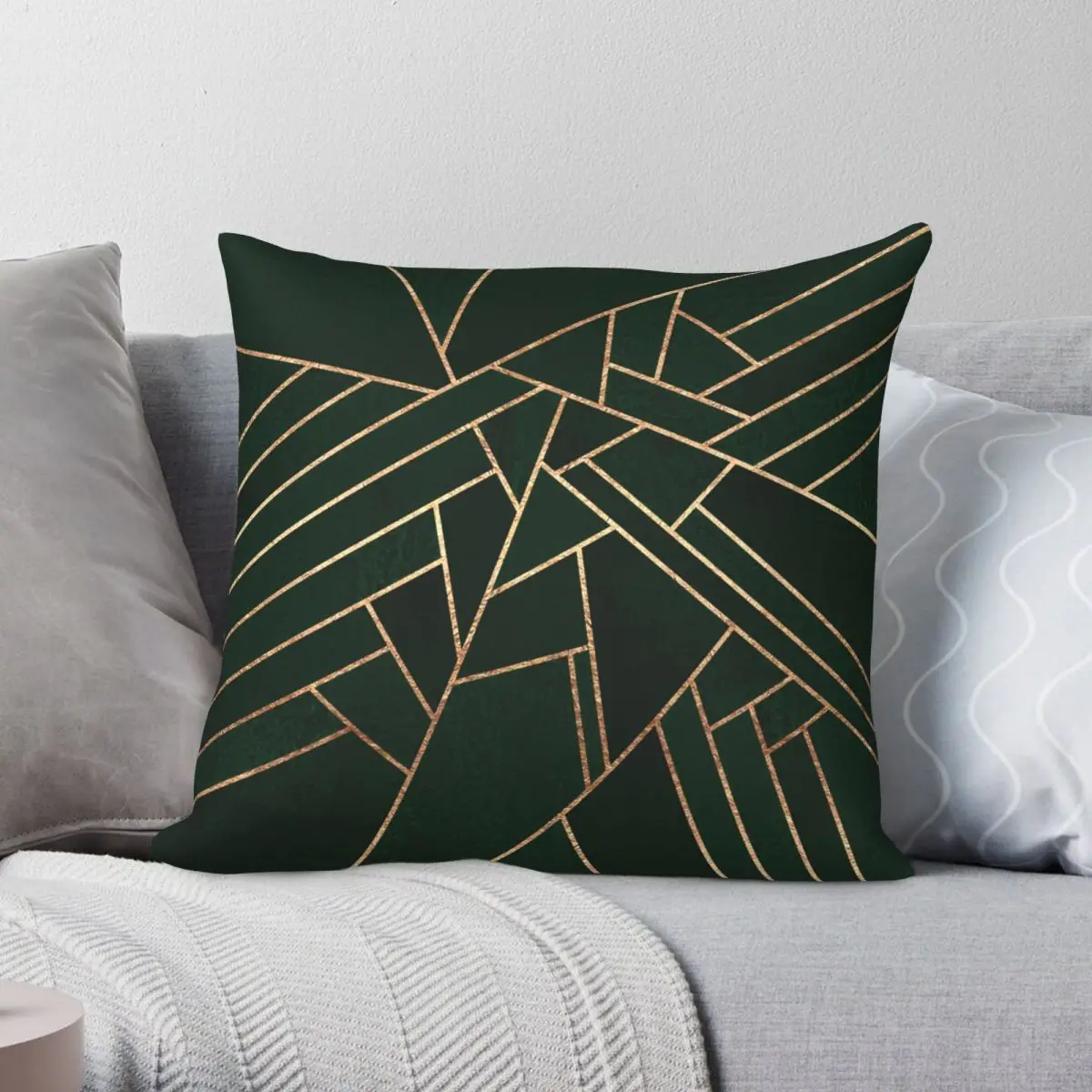 Emerald Night Dark Square Pillowcase Polyester Linen Velvet Pattern Zip Decorative Throw Pillow Case Bed Cushion Cover 18