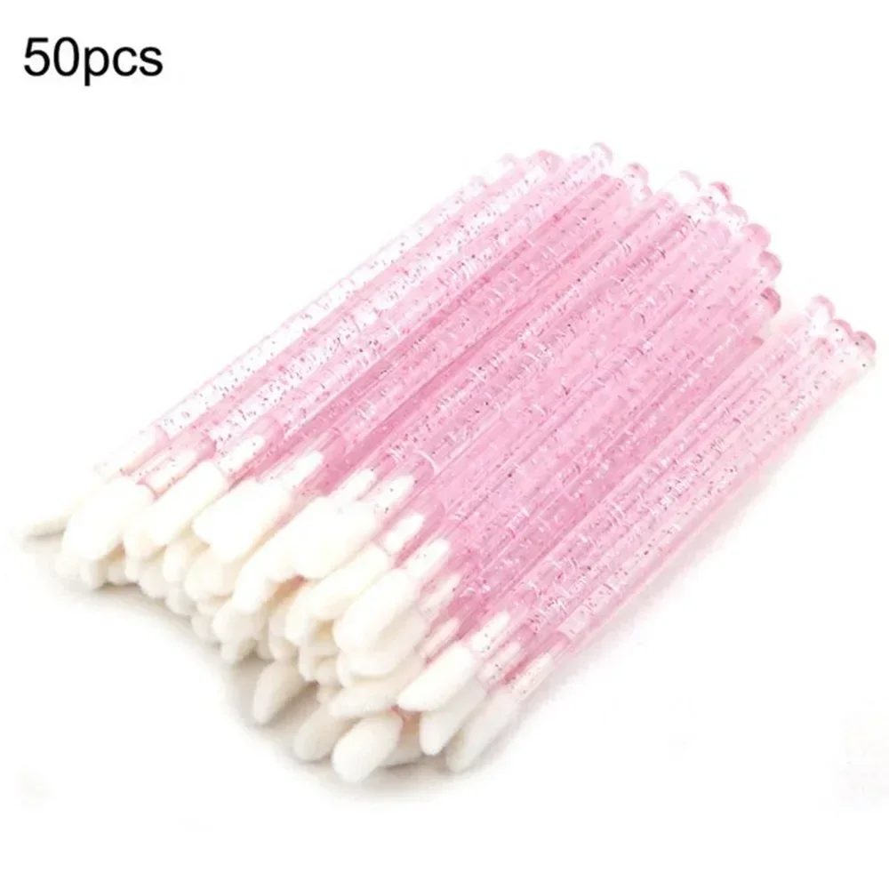 50pcs Reusable Eyelash Brush Tube Disposable Eyelash Wands Eyebrow Brush Replaceable Dust-proof Sparkling Broken Diamond Bottom