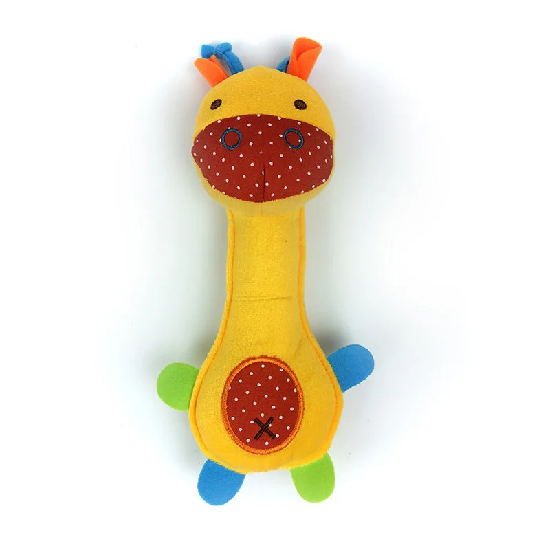 Cartoon Animal Pet Dog Toys Plush Squeaky Chew Toy Colorful Teething Design Stress Relief Bite‑Resistant Interactive Play Toy