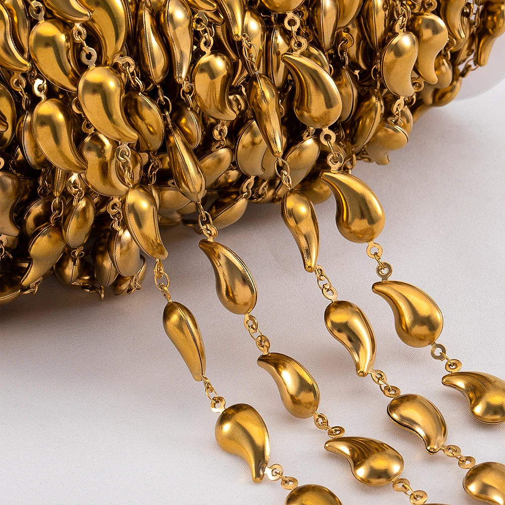

1M Stainless Steel Punk Waterdrop Bead Chain DIY Jewelry Necklace Bracelet Personalized Comma Design Necklace Chains Components