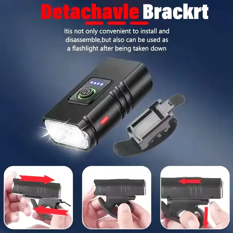 T6 LED Bicycle Light Cycling Flashlight Gear Night Riding Road Mountain Bike Bicycle Flashlight Handheld Electricity Accessories