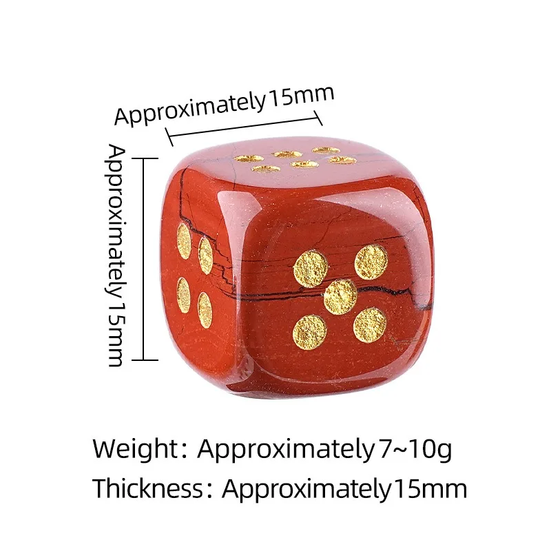 6-Sided Natural Stone Crystal Dice Beads Casual Board Game Agate Jade Carved Rounded-Edge 15x15mm Point Semi-Precious Stone Dice