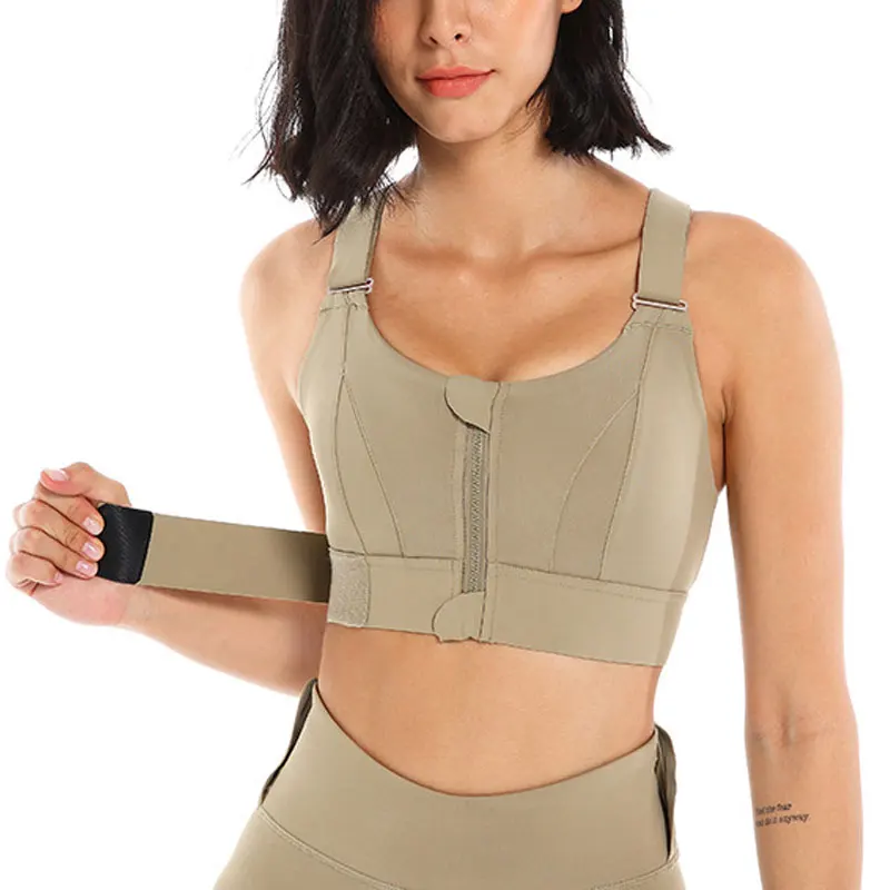 Soutien-gorge de Sport à fermeture éclair pour femmes, haut court, grande taille, sous-vêtements de Sport, sangle de taille réglable, Fitness, Yoga