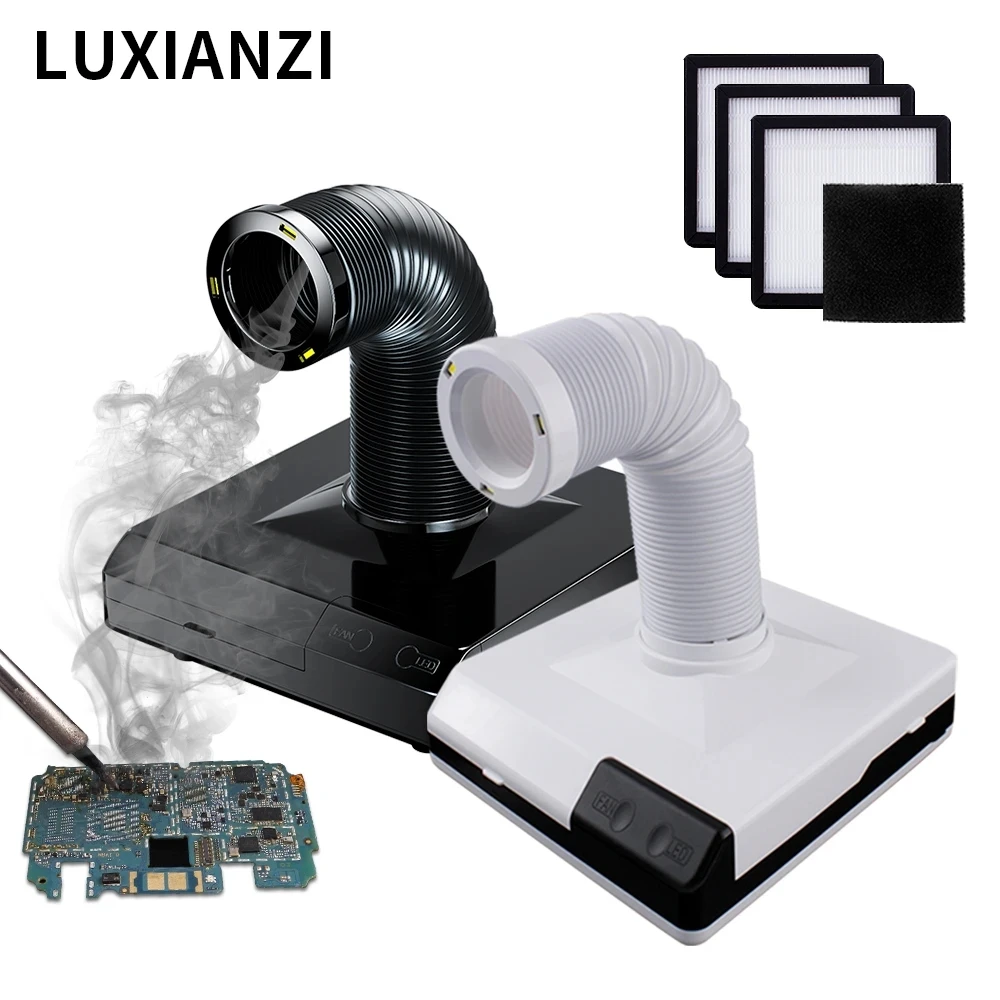 LUXIANZI 60w lutownica pochłaniacz dymu ESD odciąg dymu LED Light filtr z węglem aktywnym gąbka lutownica przyrząd do palenia 220v