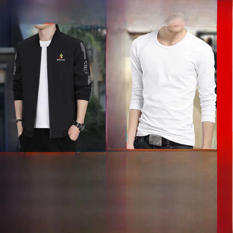 

Casual Thin Baseball Sle Jaet for Men round Ne ort Top Windproof Polyester Nylon Cosite Fiber Stand Fit Spring ...