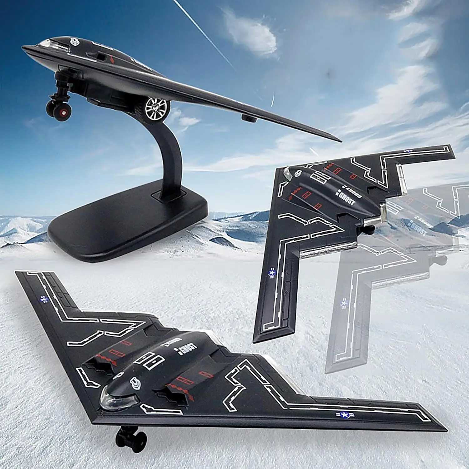 1/200 B-2A Metal Bomber Model Kits with Stand Stealth and Strategic Bomber Diecast Alloy Airplane Model Aircraft Collection