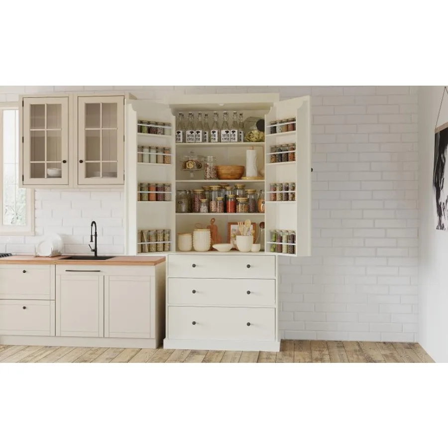 

[Сборное видео предоставляется] TOPMAX 77-дюймовый фермерский дом, кухня, кладовая, отдельно стоящий высокий шкаф для хранения с 3 регулируемыми ш