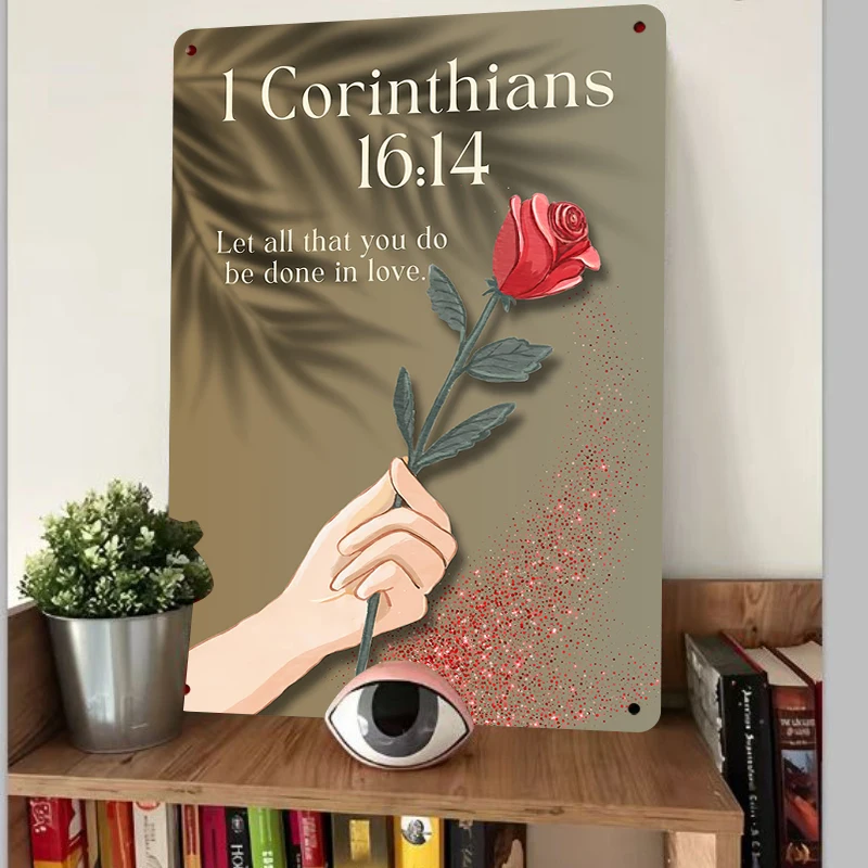 Christian Bible Verse Metal Wall Art 1 Corinthians 1614 Let All That You Do Be Done In Love Religious Home Decor