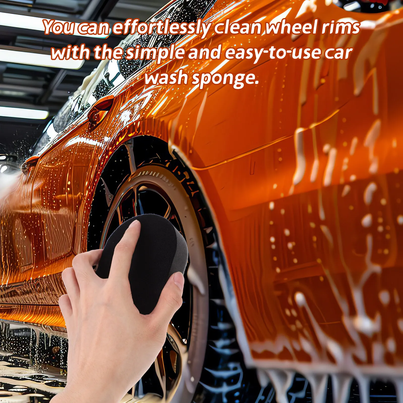 Car Cleaning Sponge for Washing - Replaceable Handle Design Strong Soft Sponge Ideal for Rims and Full Vehicle Clean