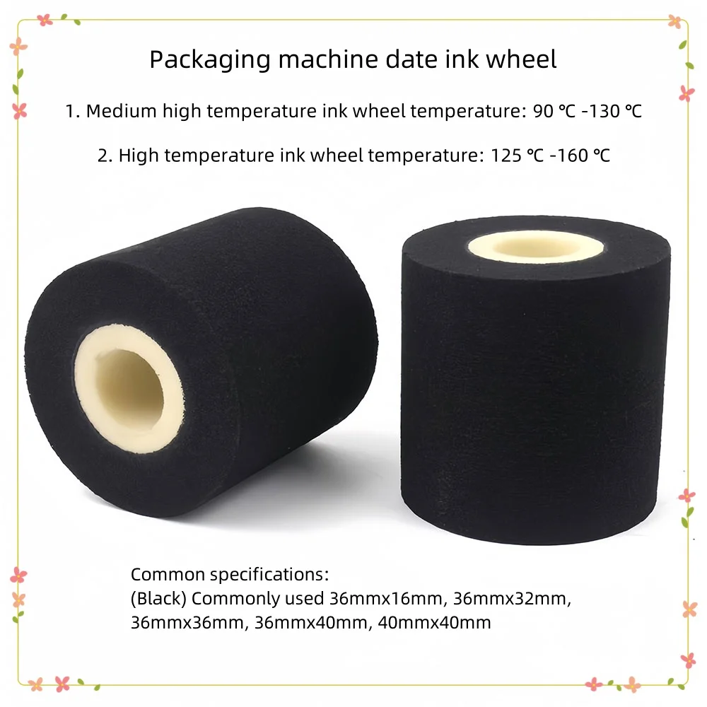 Black Color Solid Ink roll, 12pc/carton 100% sponge ink roller,solid coding machine rolls,36*32/40mm 90-130/125-160℃