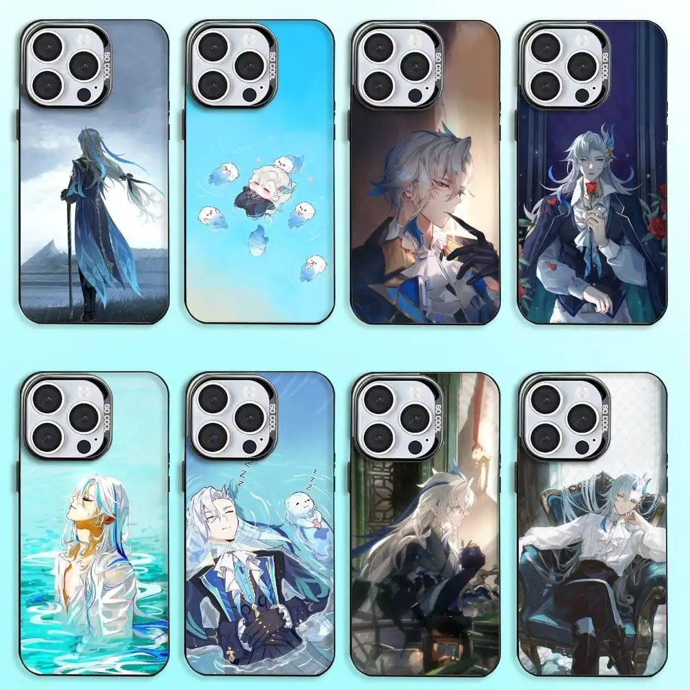 

Genshin Impact N-Neuvillette Phone Case For iPhone17,16,15,14,13,12,11 Plus,Pro Max Colored Silver Plated Inside Cover
