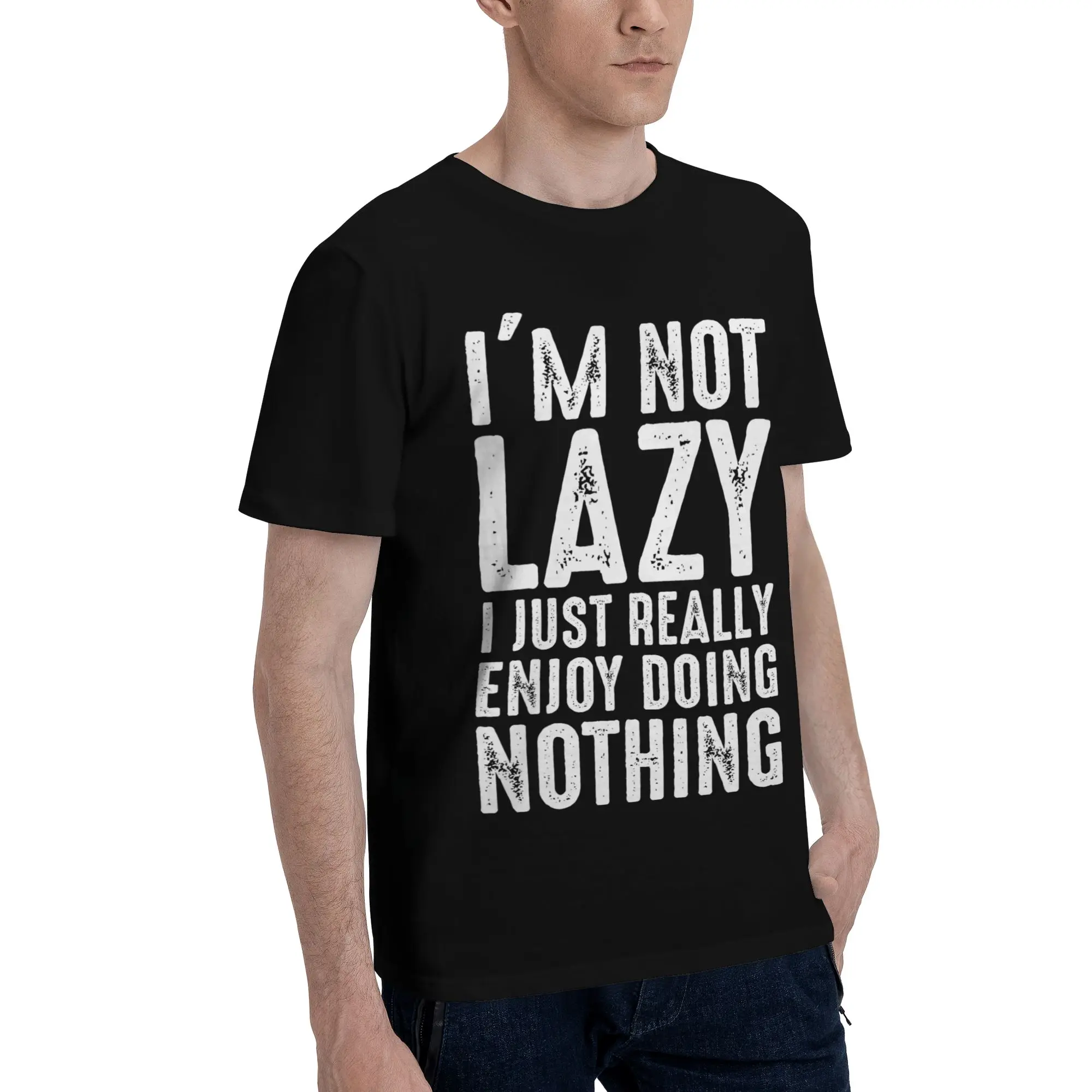 Summer I'm Not Lazy I Just Really Enjoy Doing Nothing T Shirt for Men Women  Cotton T-shirts Short Sleeve Tops