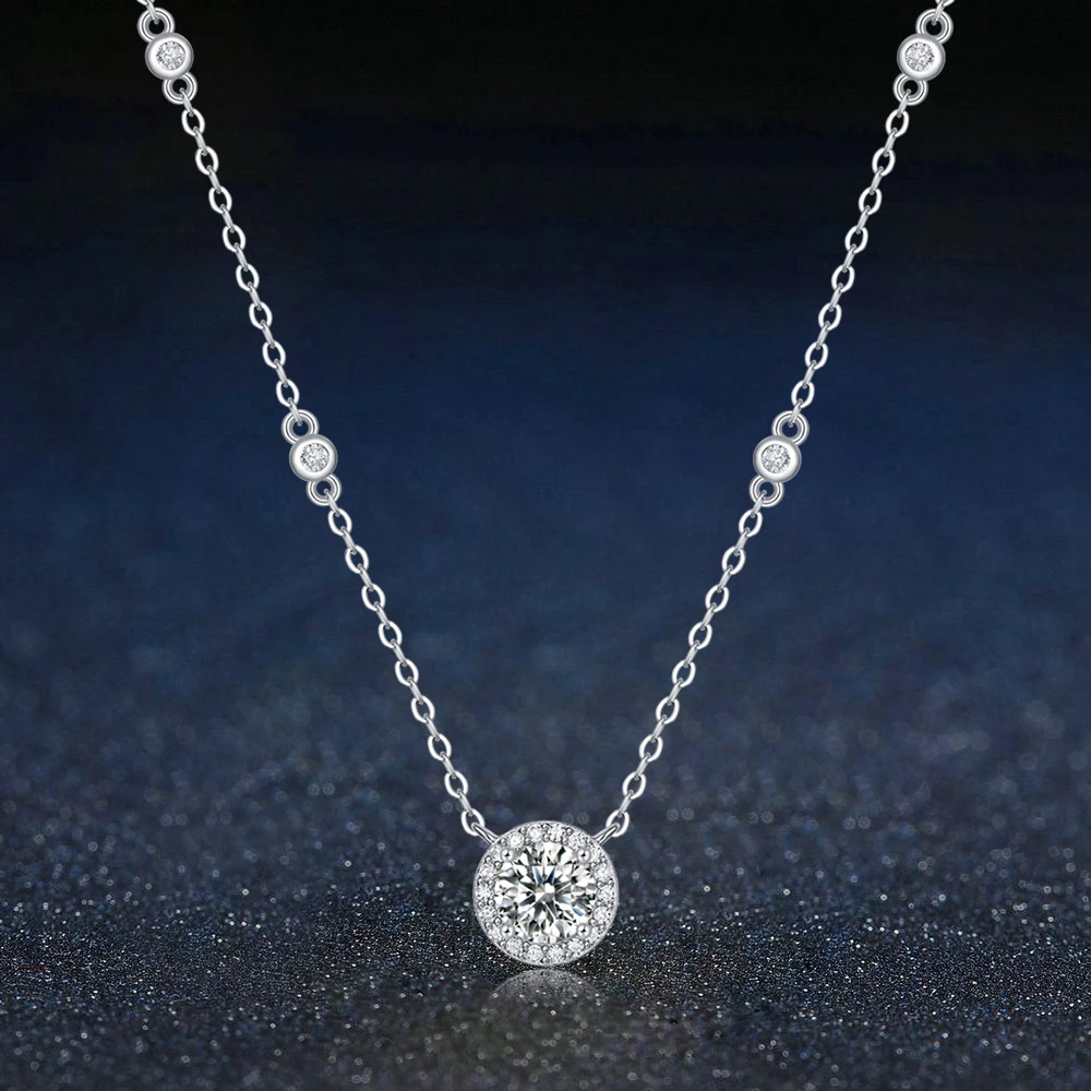 

0.3-3CT D Color Moissanite Gemstone Pendant Necklace 925 Sterling Sliver Women's Necklaces Wedding Engagement Jewelry-Blooming