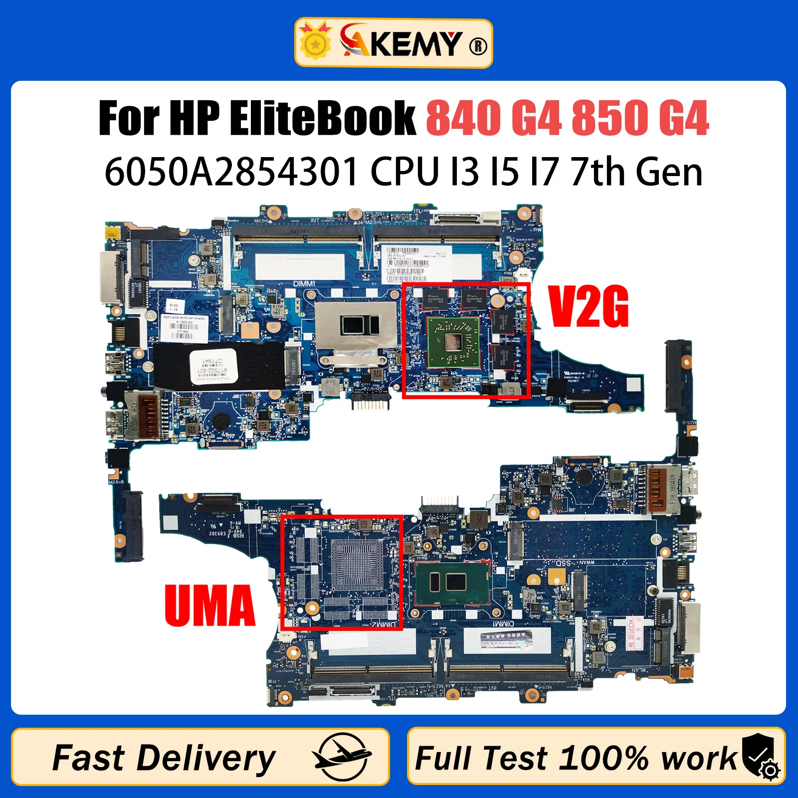 

Материнская плата AKEMY для ноутбука HP 840 G4, системная плата 6050A2854301-MB-A01 917503-501 917507-601 917505-601 с процессором i5 i7 7-го поколения