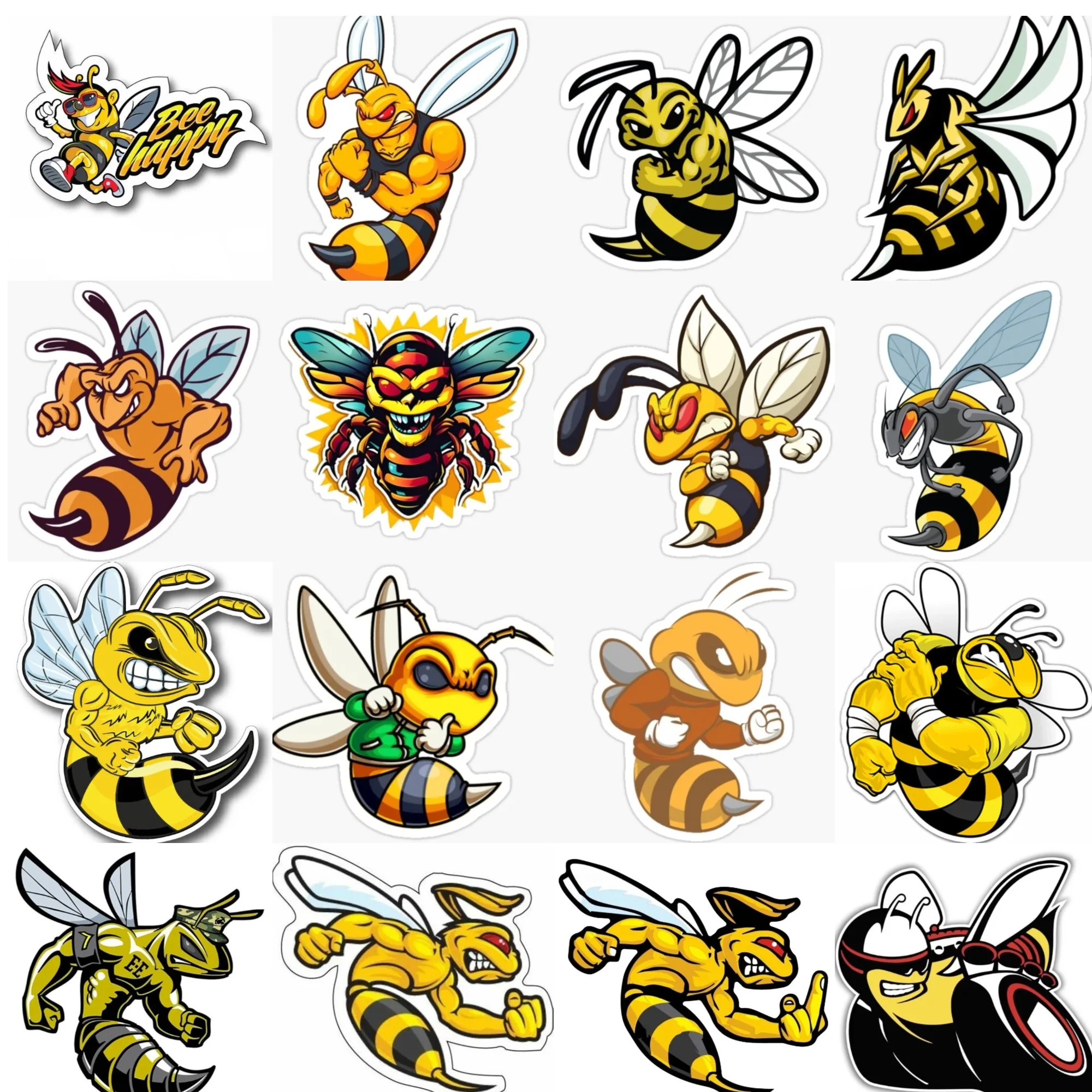 

Angry Bee Creative PVC Sticker for Decoration Car Bicycle Motorcycle Fridge Window Helmet Bumper Decal Accessories