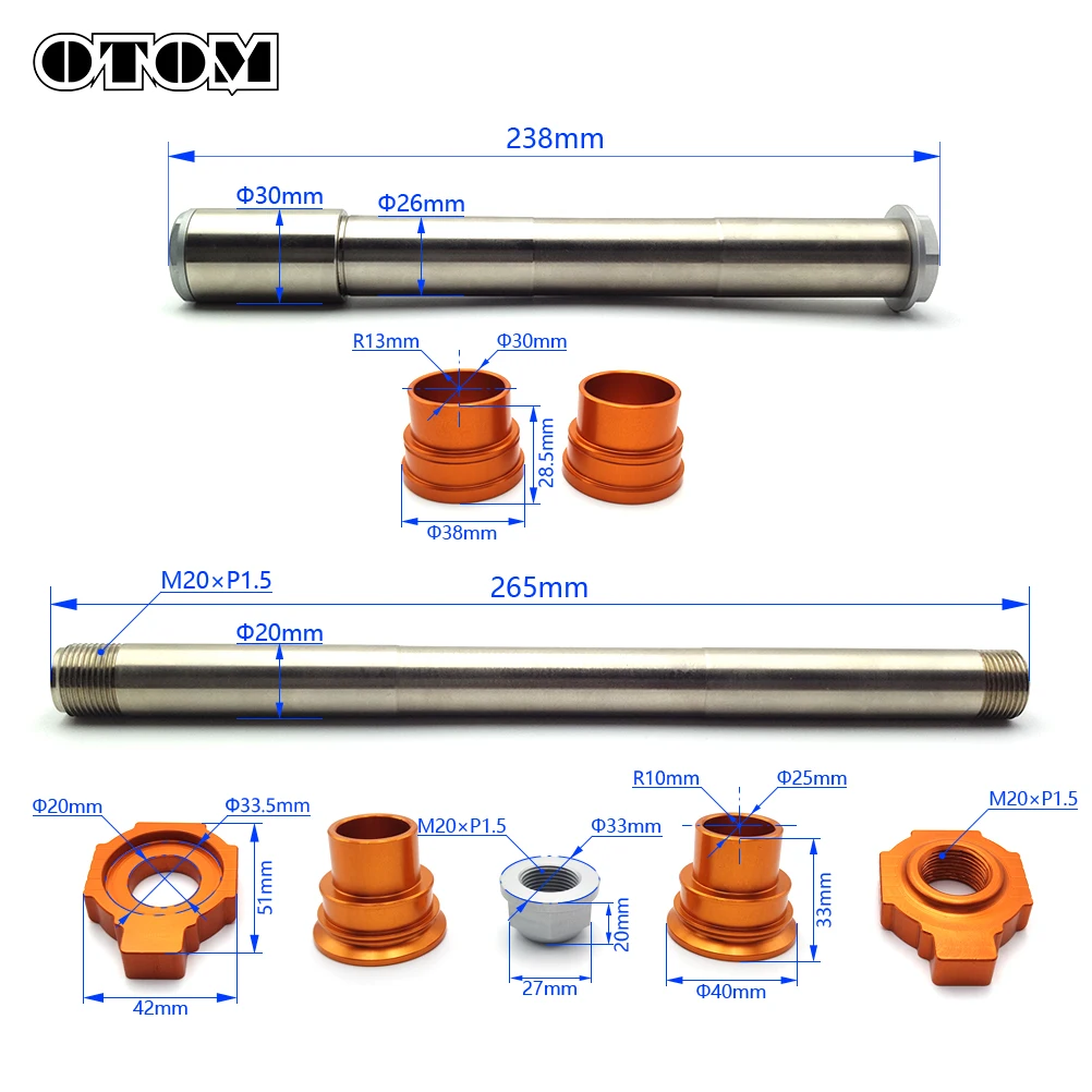 OTOM Motorcycle Front Rear Axle Wheel Hub Shaft Sliders Cap Nut Bushing Spacer Crash Protector For 125SX 200EXC 450SXF FC250